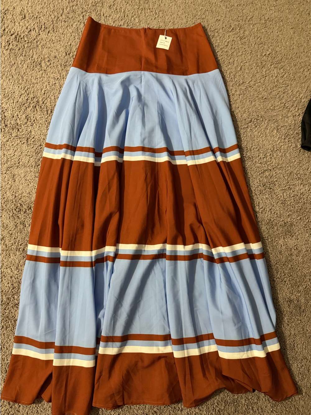 Women's Colorblock Maxi Skirt in Rust and Light Blue
